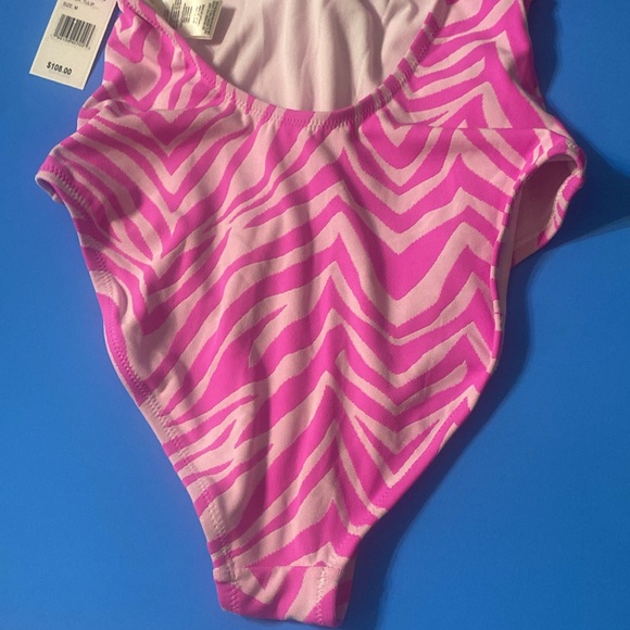 Jessica Simpson Tulip One Piece Halter Swimsuit W/Tieback, Pink, Size M NWT - Picture 5 of 7